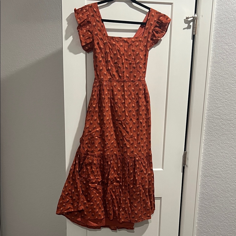 Madewell Burnt Orange Floral Maxi Dress